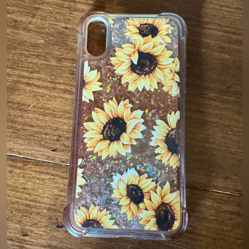 Sunflower Liquid Glitter Case For IPhone X & XS 5.8” Cottagecore Boho